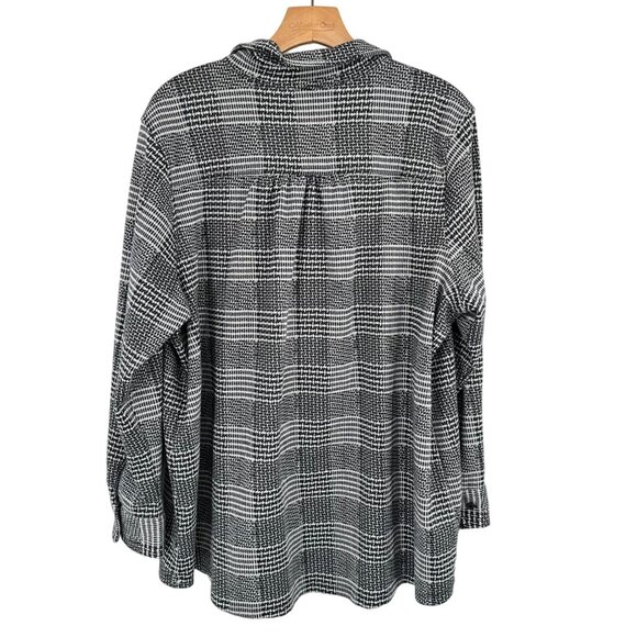 Lands' End Women's Plus Size 2X Black gray Plaid  Shirt ponte knit shacket - Picture 11 of 11